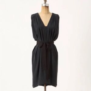 Anthropologie laurel adelaide black silk dress 6